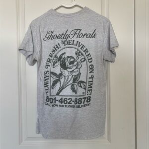 LONELY GHOST Gray Ghostly Florals Tee